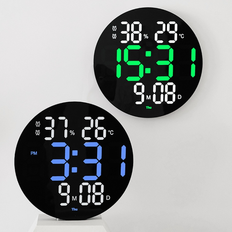 Reloj de pared digital LED de 10 pulgadas Reloj electrónico de pantalla  grande de 2 colores con pantalla de temperatura (verde)