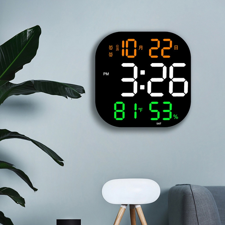 Reloj electrónico acrílico LED de 13 pulgadas Reloj de pared cuadrado de  pantalla grande con sincronización Temperatura Humedad (6632 Naranja Blanco  Verde)