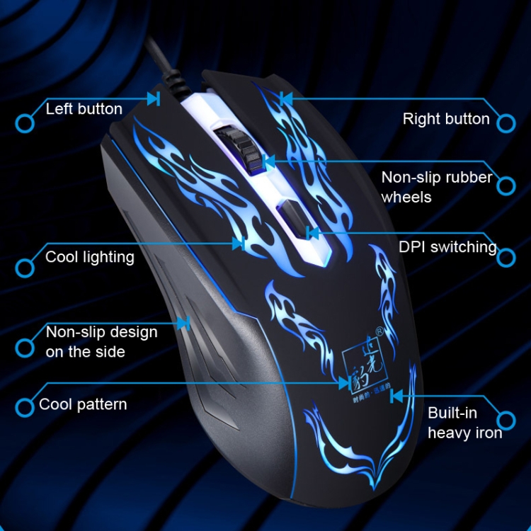 Ratón óptico con cable de 1,3 m para juegos con iluminación USB Chasing Leopard - 3