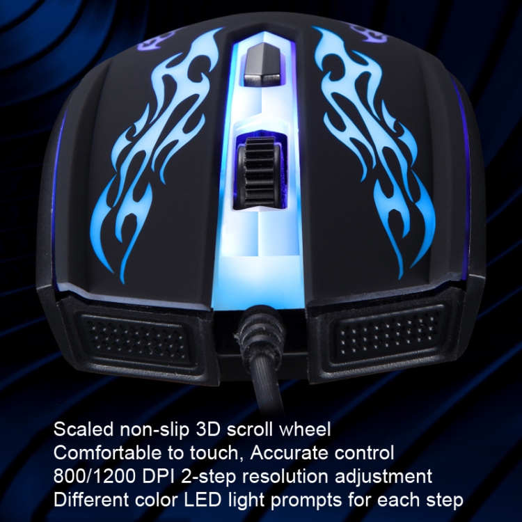 Ratón óptico con cable de 1,3 m para juegos con iluminación USB Chasing Leopard - 6