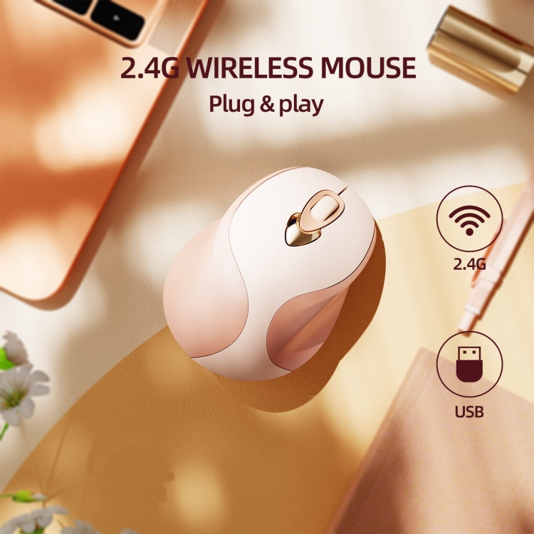 Ratón inalámbrico Inphic M8 con carga silenciosa para oficina, hogar, ratón USB 2,4G (púrpura) - B2