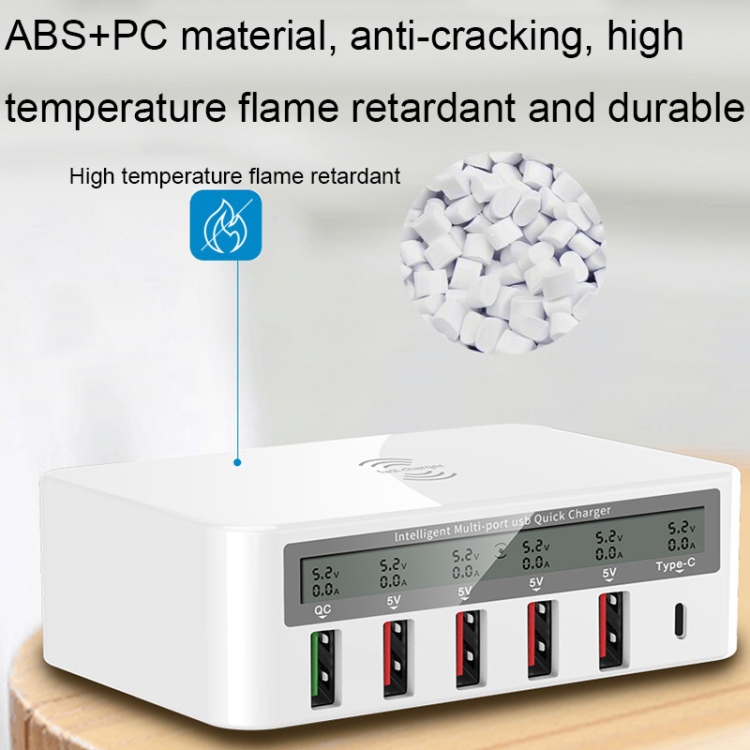 818F 5 USB Ports + Type-C Multifunctional Multi-Port Wireless Charger, Style: US Plug (White) 818F 5 USB Ports + Type-C Multifunctional Multi-Port Wireless Charger, Style: US Plug (White)
