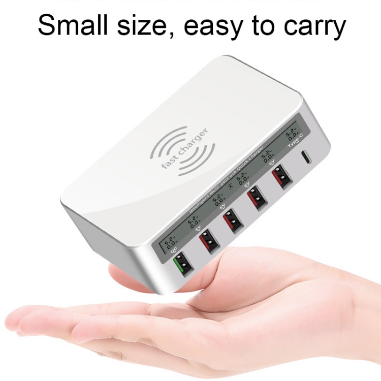 818F 5 USB Ports + Type-C Multifunctional Multi-Port Wireless Charger, Style: US Plug (White) 818F 5 USB Ports + Type-C Multifunctional Multi-Port Wireless Charger, Style: US Plug (White)
