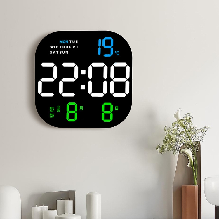 6631 LED-Digitalanzeige, multifunktionale elektronische Uhr,  Desktop-Temperaturspiegel, Wecker (grünes Licht)