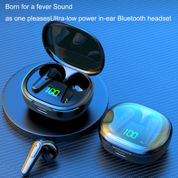 Intelligent Noise Canceling Transparent Bluetooth Headset Wireless Digital Gaming TWS Earphones(Black) Intelligent Noise Canceling Transparent Bluetooth Headset Wireless Digital Gaming TWS Earphones(Black)