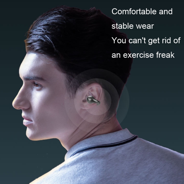 BT12 Auriculares inalámbricos Bluetooth con clip para la oreja, deportivos,  con cancelación de ruido (negro)