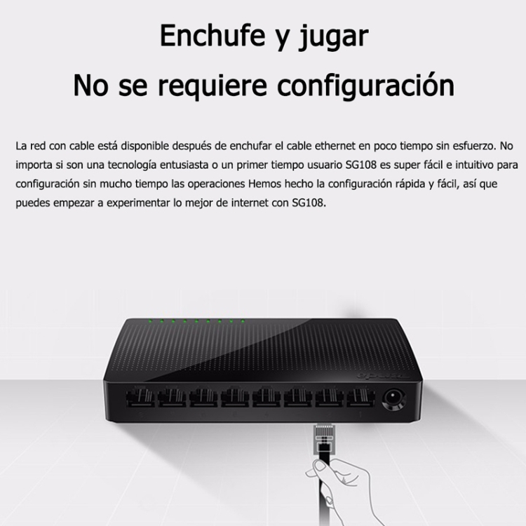 Tenda SG108 100/1000M Conmutador de red de escritorio Conmutador de escritorio Gigabit de 8 puertos Conmutador Ethernet LAN Hub (enchufe del Reino Unido) - B4