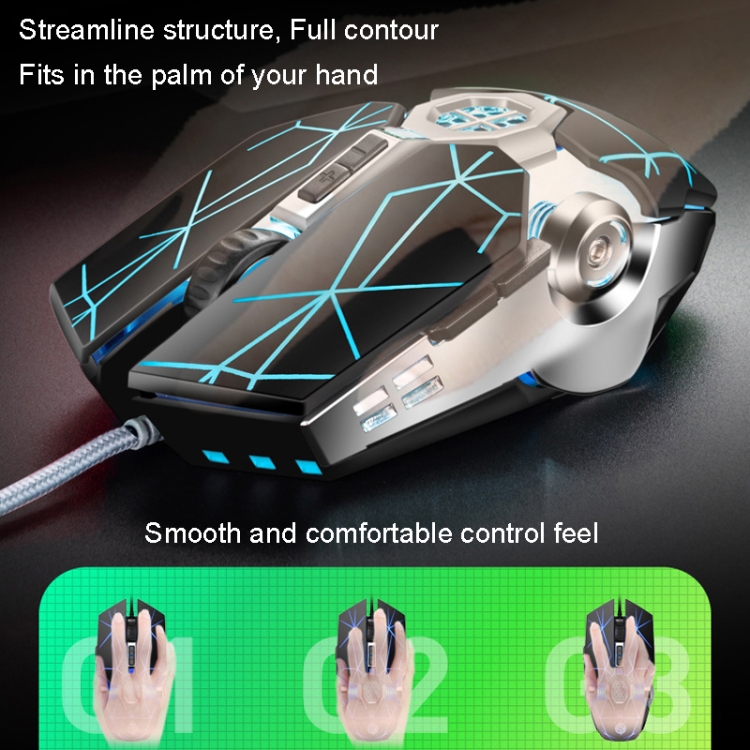 Ratón mecánico K-Snake Q7 Game con cable, 7 colores, iluminado, USB, 4000 DPI (blanco) - B3