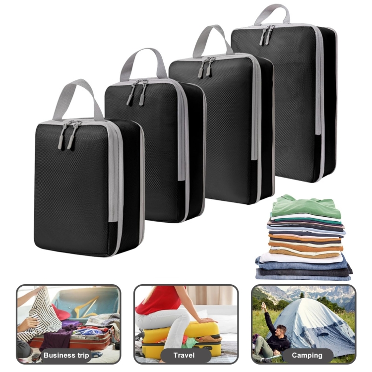 Cubos de embalaje de compresión 4 en 1 Bolsas de viaje expandibles  Organizador de equipaje (gris)