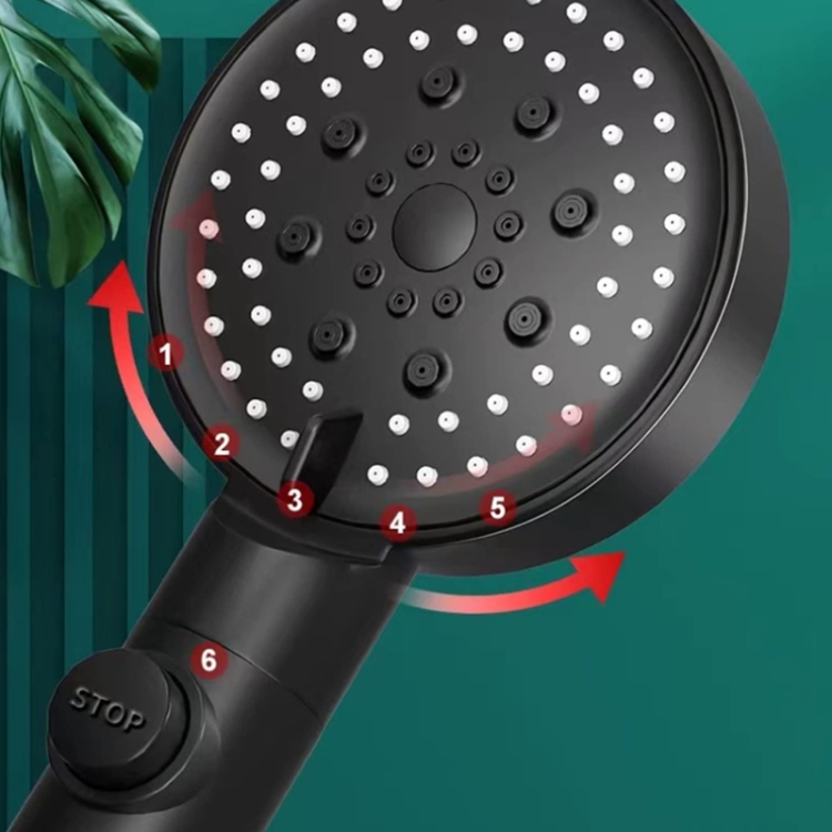 Druckbeaufschlagter Dusch-Warmwasserbereiter, tragbare Multifunktions-Düse  mit 6 Geschwindigkeiten, Farbe: Schwarz