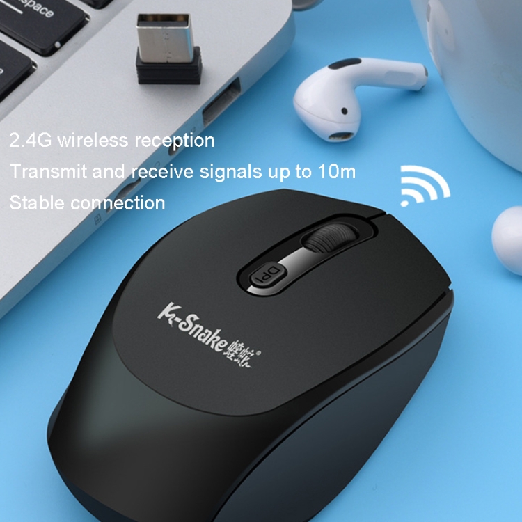 K-Snake W500 Ratón portátil inalámbrico de 2,4 g, ordenador portátil, ratón doméstico de oficina (blanco) - B4
