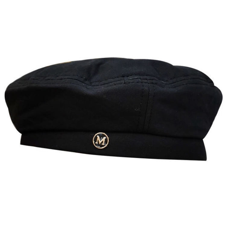 M Label Ladies Beret Octagonal Hat, Size: M (56-58cm)(Black)