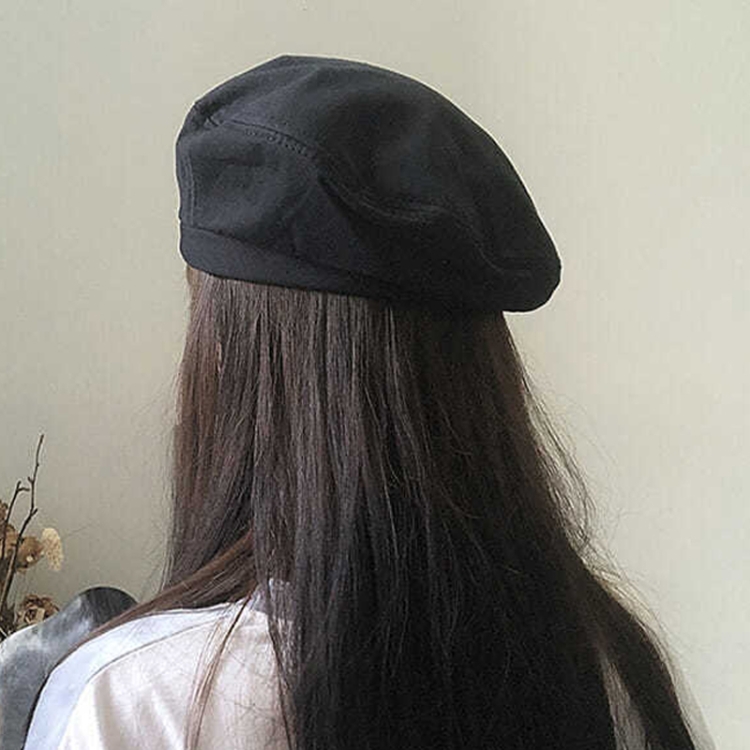 M Label Ladies Beret Octagonal Hat, Size: M (56-58cm)(Black)