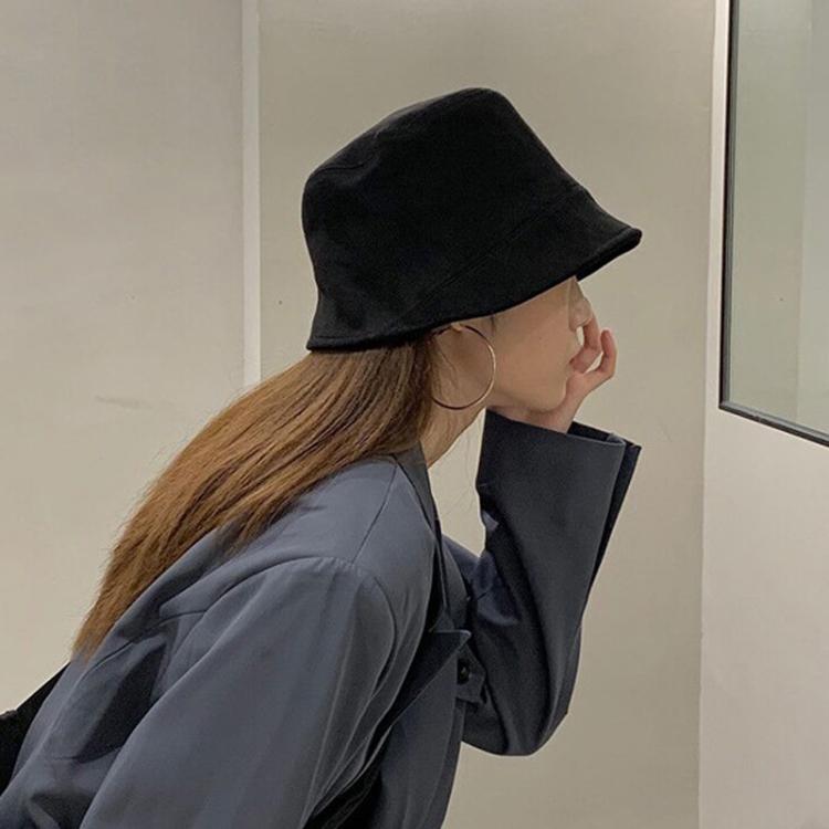 Women Suede Fisherman Hat Show Face Small Basin Cap Bucket Hat(Black)