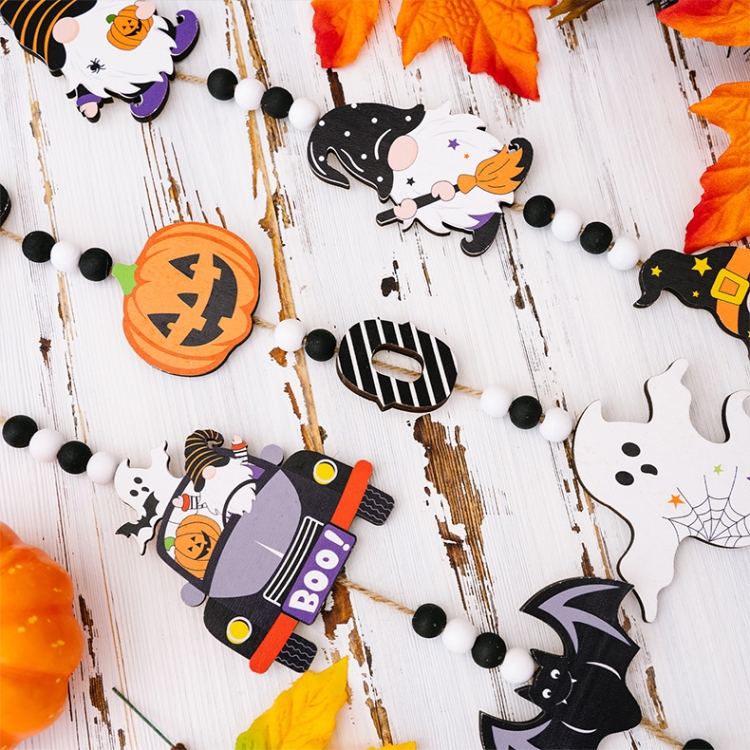Halloween Home Party Bead Hanging Tag Holiday Scene Decoration Props(Ghost)