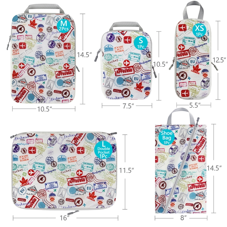 6 pièces/ensemble coloré voyage étanche Portable Compression ensemble de  sacs de rangement