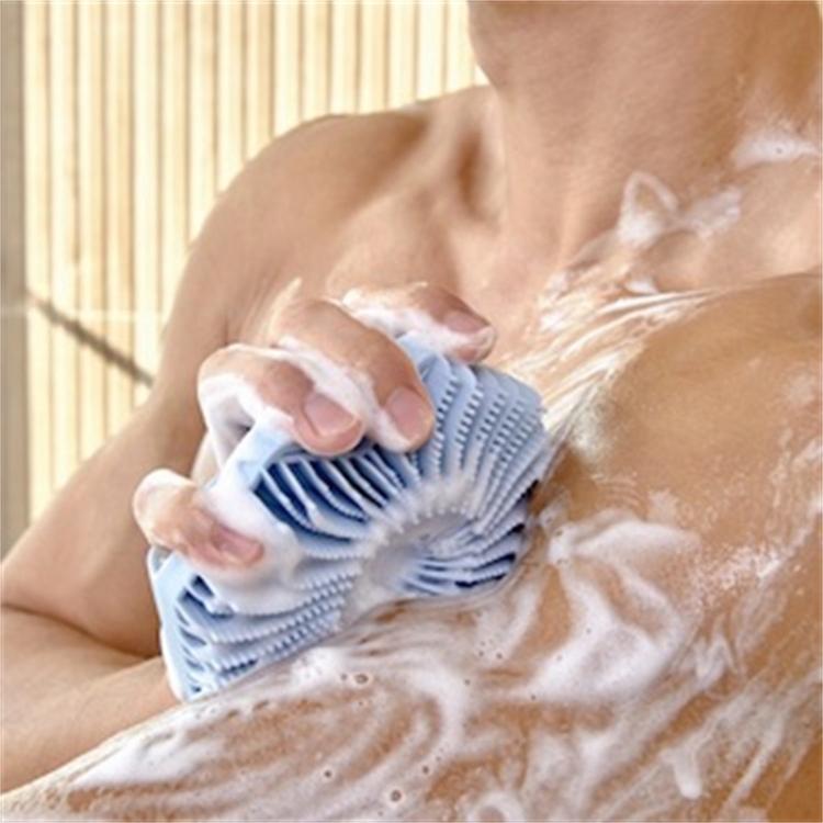 Scrubber per doccia con spazzola da bagno per il corpo in silicone (grigio)