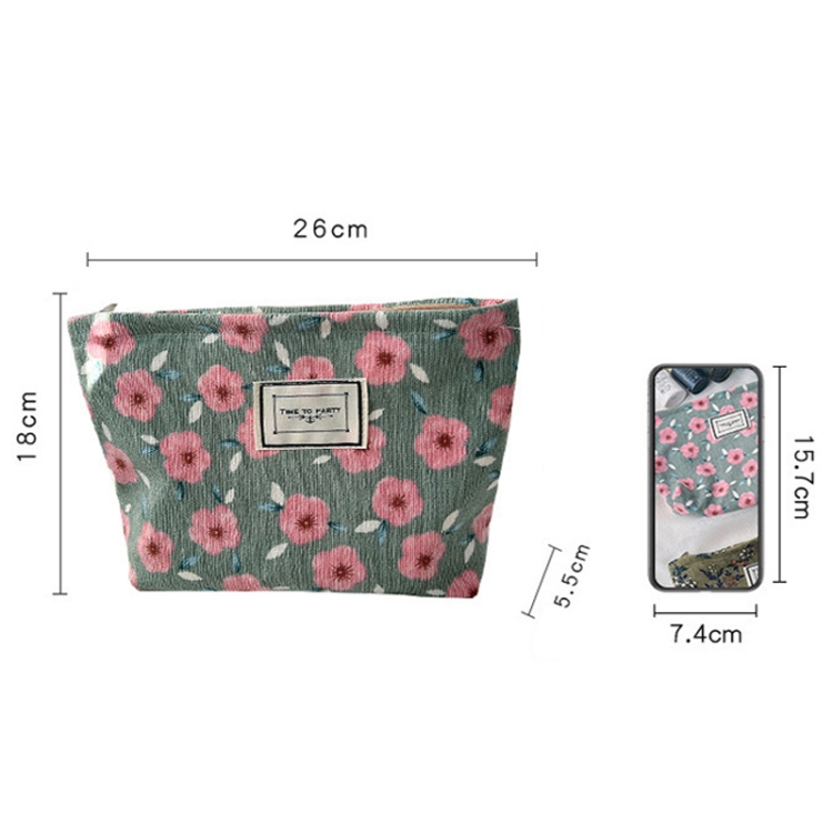 Bolsa de cosméticos de pana vintage Bolsa de lavado portátil de viaje de flores (Floral) - B2