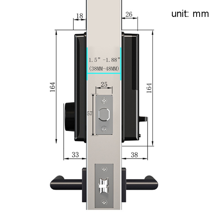 LOCSTAR C87 Cerradura automática de huellas dactilares Contraseña de puerta de entrada Cerradura inteligente (negro) - B4