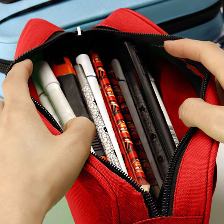 UPPACK Borsa per cancelleria per studenti con astuccio impermeabile in tela di  grande capacità, colore: rosa rosso a tre strati