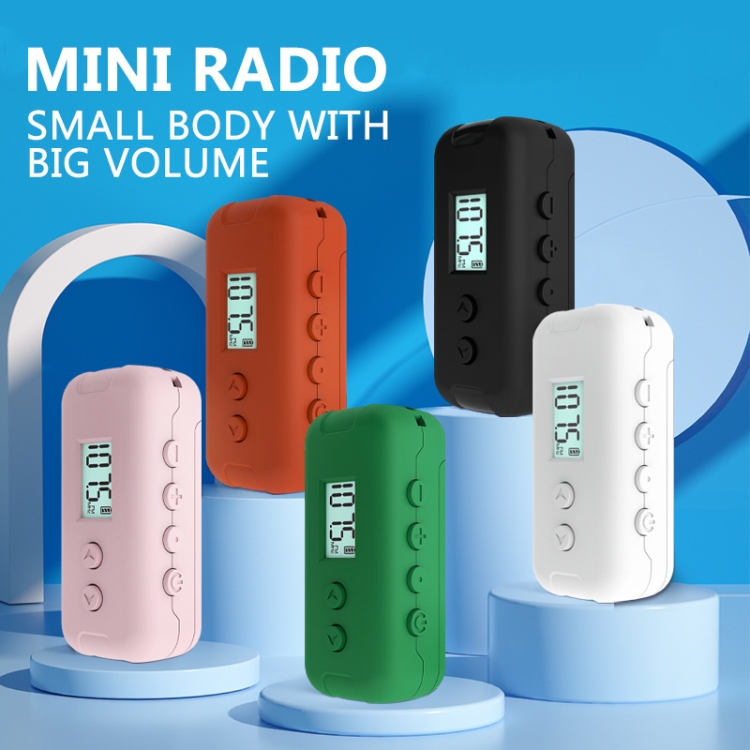 Mini radio portatile con display digitale radio AM + FM dual-band con jack  per cuffie da 3,5 mm (arancione)