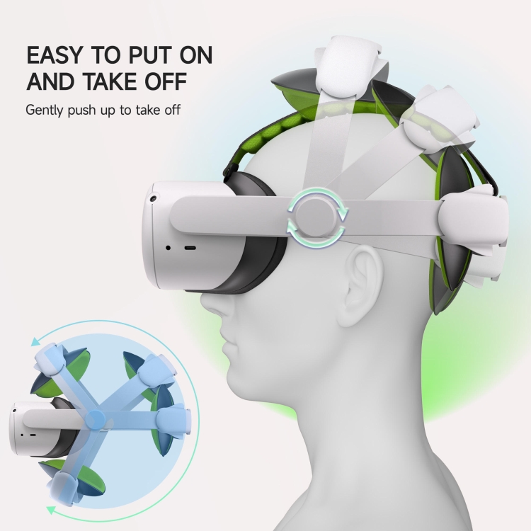 EasySMX Q20 para auriculares Oculus Quest 2 VR Correa para la cabeza ajustable con almohadillas para la cabeza adaptables (verde) - B4