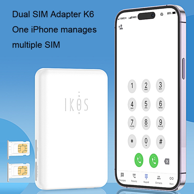 IKOS K6 For IPhone / IPad Dual Sim Dual Standby Adapter(White) IKOS K6 For IPhone / IPad Dual Sim Dual Standby Adapter(White)