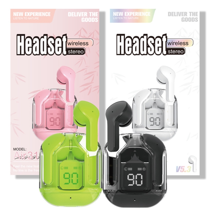 Air31 Transparent Bluetooth Earphones Wireless Noise Reduction Low Latency Sports Headset(Pink) Air31 Transparent Bluetooth Earphones Wireless Noise Reduction Low Latency Sports Headset(Pink)