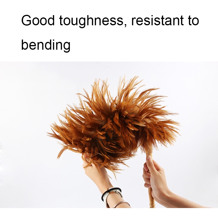 Thickened Natural Feather Duster Wooden Handle Dust Duster Home Car Dust  Collector(Gold)