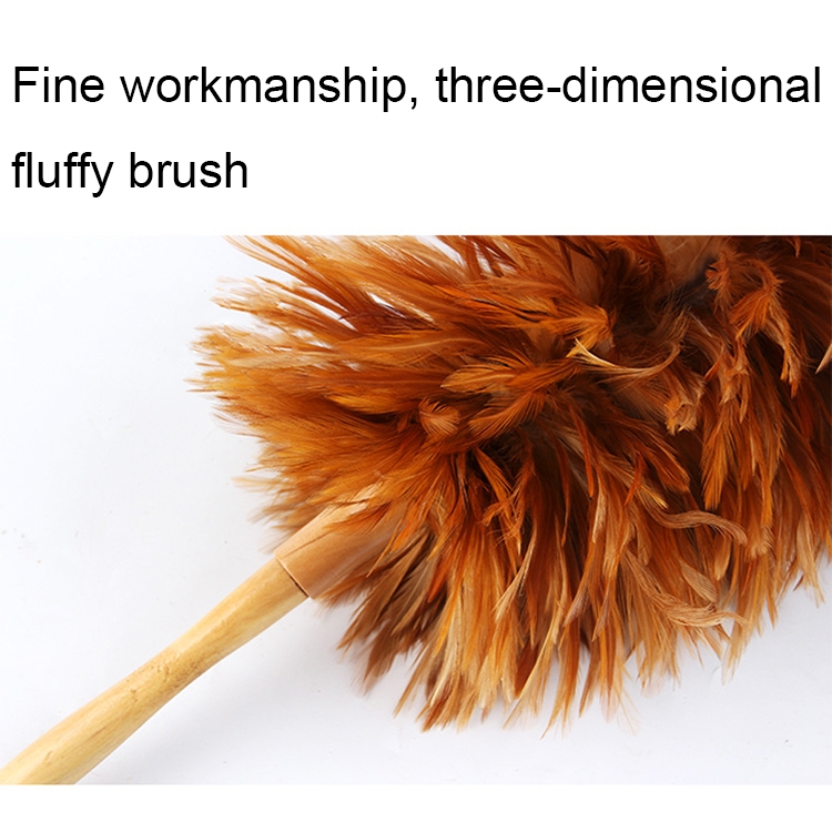 Thickened Natural Feather Duster Wooden Handle Dust Duster Home Car Dust  Collector(Gold)