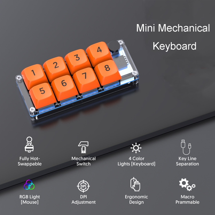 MKESPN Shortcut Macro Defined Wired Samll Keypad Single Handed Gaming ...