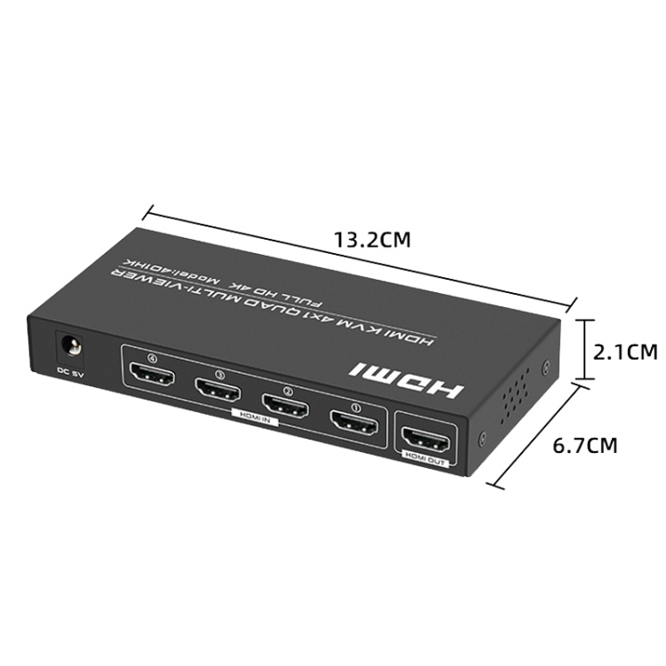 FJGEAR FJ-401HK Divisor de vídeo KVM HDMI de 4 puertos con control remoto IR - 1