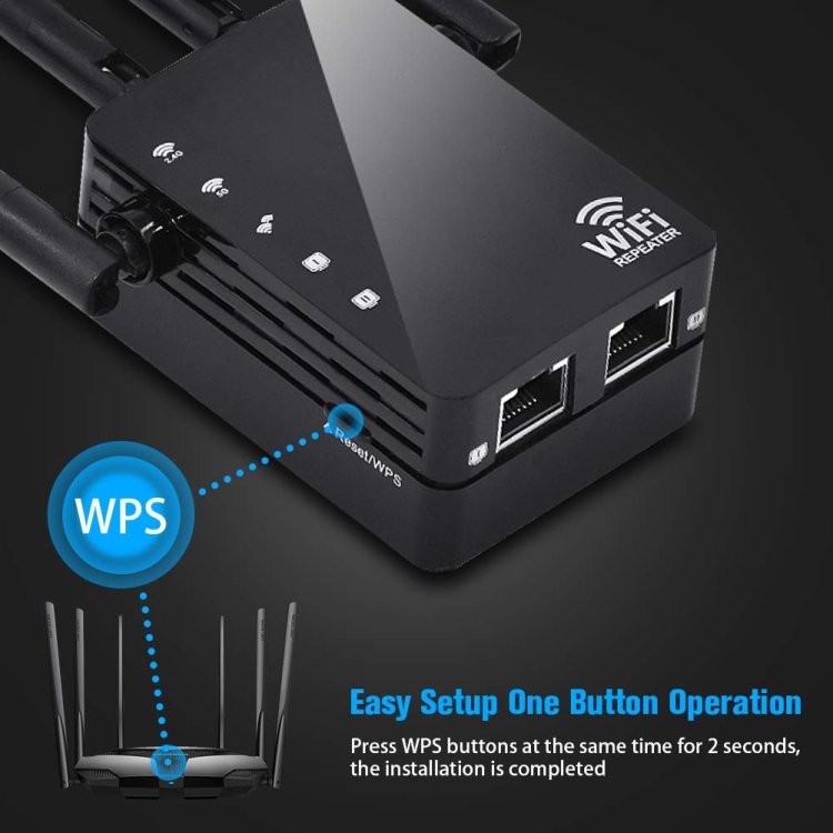 Repetidor WiFi extensor de rango WiFi 5G/2,4G 1200Mbps con 2 puertos Ethernet enchufe estadounidense blanco - B7