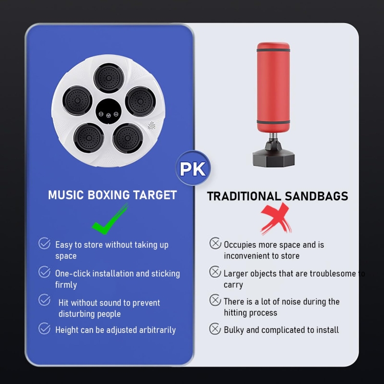 Smart Bluetooth Music Boxing Machine LED Lighted Wall Boxing Target Kids  Adult Sandbag Boxing Training Target