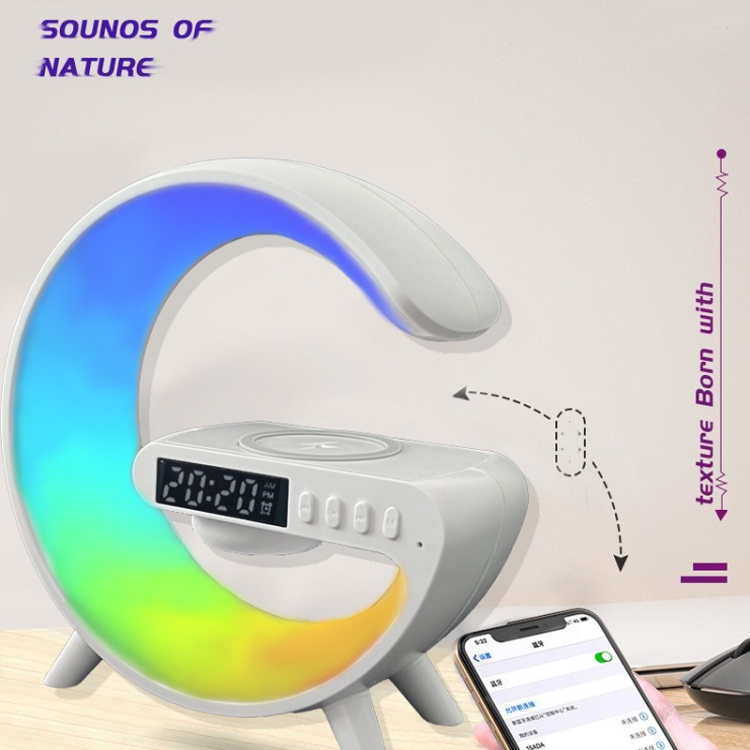 G63 4-In-1  G Shape Bluetooth Speaker With RGB Light Clock Sunrise Wake-Up Light