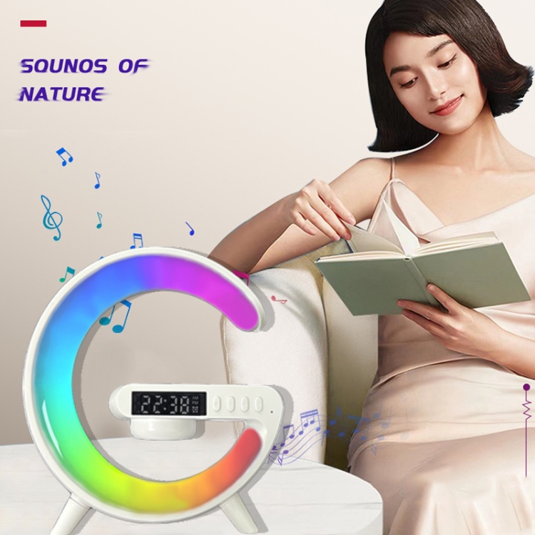 G63 4-In-1  G Shape Bluetooth Speaker With RGB Light Clock Sunrise Wake-Up Light