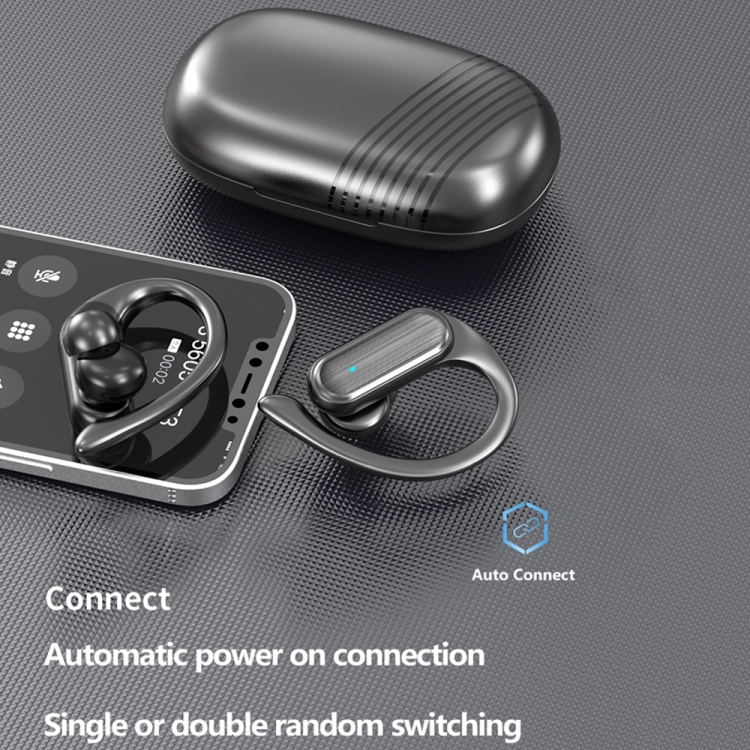 TWS Ear-mounted Sports Waterproof LED Digital Display Wireless Bluetooth Earphones(Black) TWS Ear-mounted Sports Waterproof LED Digital Display Wireless Bluetooth Earphones(Black)