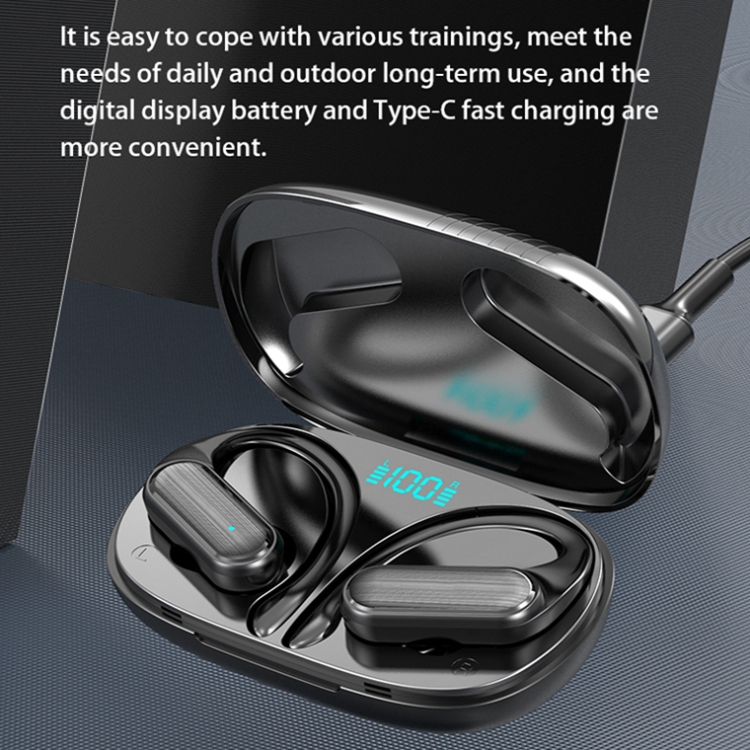 TWS Ear-mounted Sports Waterproof LED Digital Display Wireless Bluetooth Earphones(Black) TWS Ear-mounted Sports Waterproof LED Digital Display Wireless Bluetooth Earphones(Black)