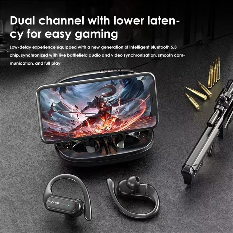 TWS Ear-mounted Sports Waterproof LED Digital Display Wireless Bluetooth Earphones(Black) TWS Ear-mounted Sports Waterproof LED Digital Display Wireless Bluetooth Earphones(Black)