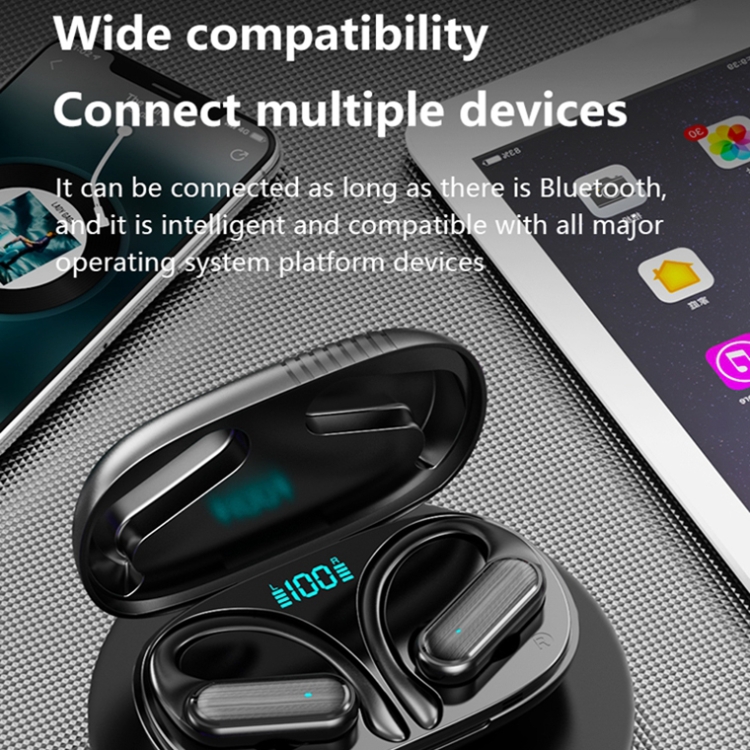 TWS Ear-mounted Sports Waterproof LED Digital Display Wireless Bluetooth Earphones(Black) TWS Ear-mounted Sports Waterproof LED Digital Display Wireless Bluetooth Earphones(Black)