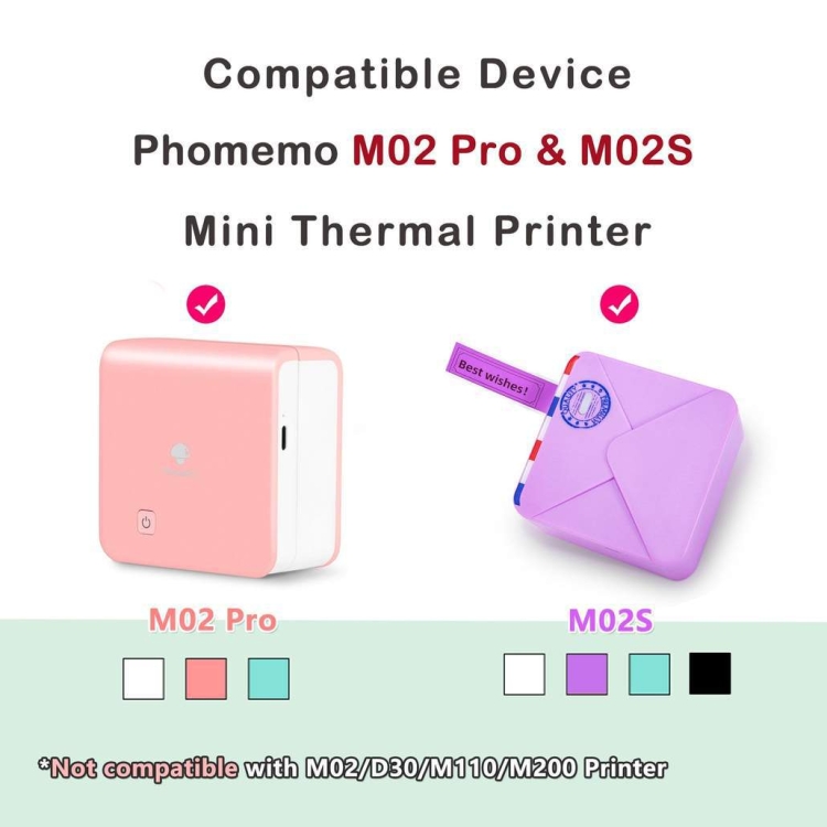 Phomemo M02 Pro/M02S Mini Printer Paper-Black on 53mm/25mm Clear Sticker  Paper, 15mm Gold Glitter Paper, Total 6 Rolls