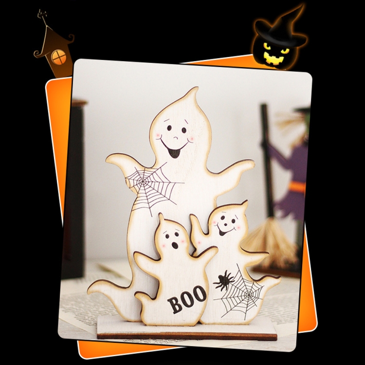 Halloween Decorations Witch Ghost Painted Wooden Ornament Party Decorative  Props, Style: Purple Witch