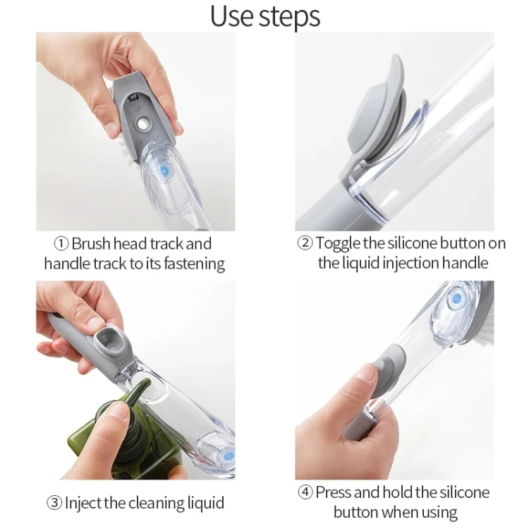 Kitchen Long Handle Automatic Liquid Filling Non-Stick Pan Scrubber Brush Cleaning Brush, Style: Brush - B8