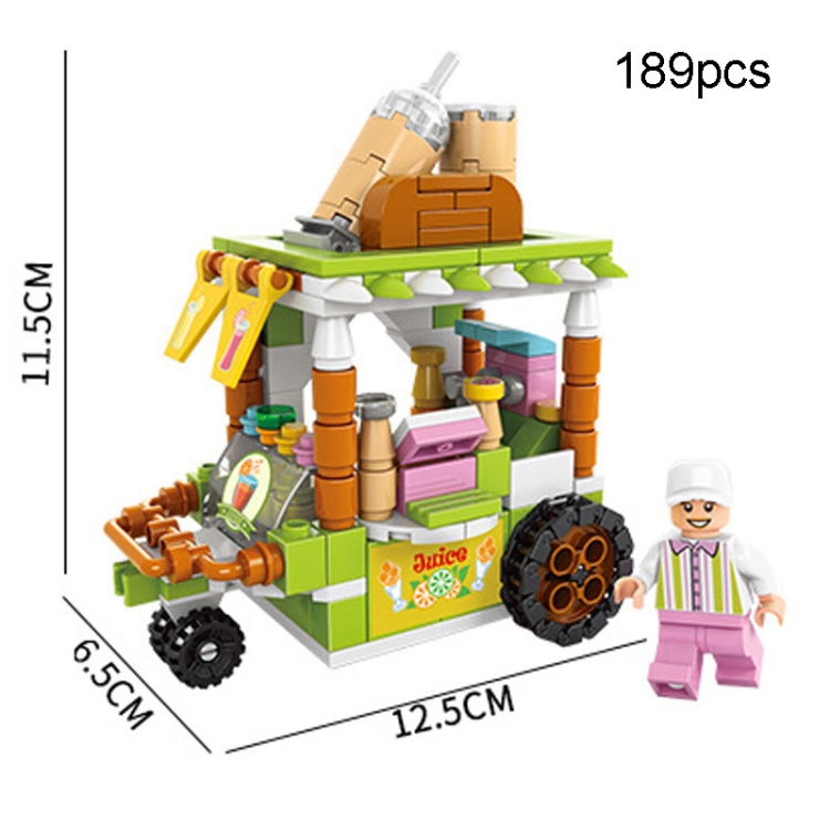 LELE BROTHER Children Assembling Mini City Street Scene Building Blocks Style 8613 4 Juice Car