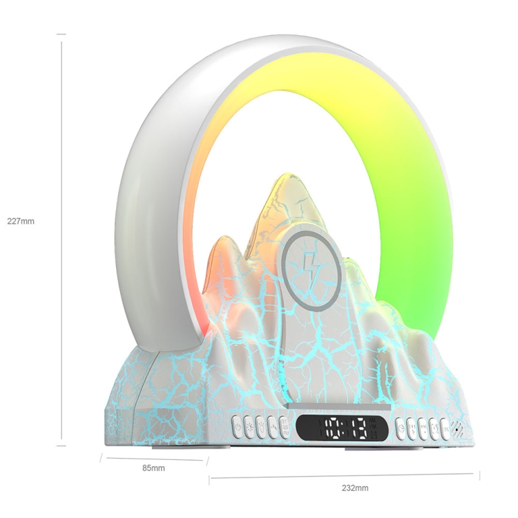 Altoparlante Bluetooth, luce d'atmosfera colorata, orologio di ricarica  wireless, sveglia tutto in uno