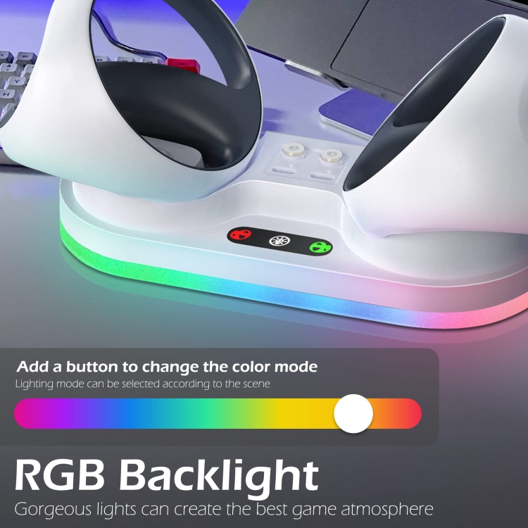 Para controlador PS VR2 iplay Base de carga de luz colorida Base de carga magnética (blanco) - B3