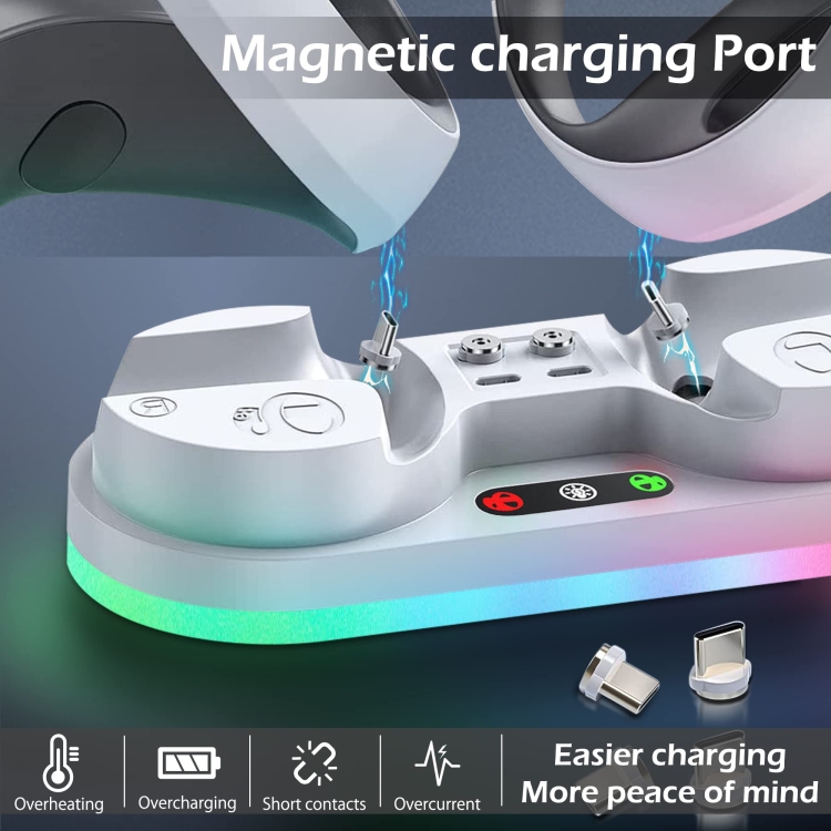 Para controlador PS VR2 iplay Base de carga de luz colorida Base de carga magnética (blanco) - B4