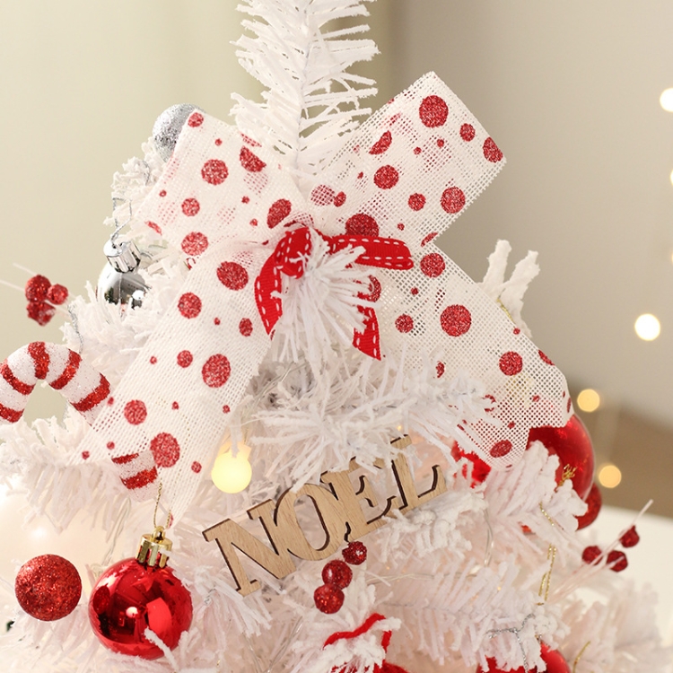 50cm LED Rotating Music Box Desktop Mini Christmas Tree Ornaments Christmas Decorations(Red White)