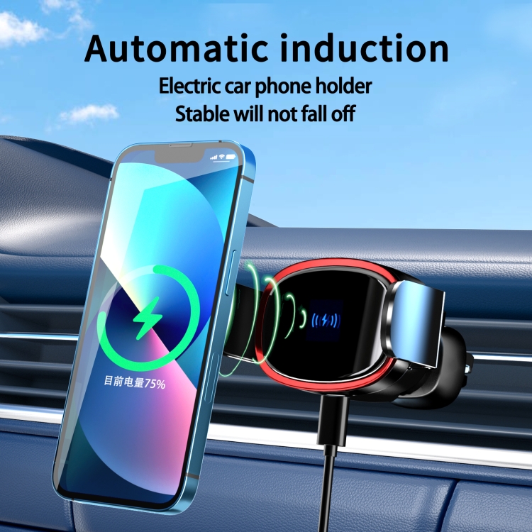 15W Car Wireless Charging Bracket Auto Induction Electric Navigation Bracket(Red) 15W Car Wireless Charging Bracket Auto Induction Electric Navigation Bracket(Red)