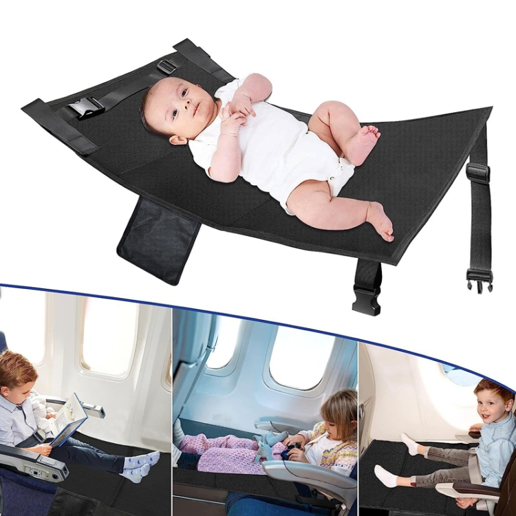 Cuscino da viaggio portatile per estensione del sedile dell'aereo per  bambini 79 x 44 cm (nero)